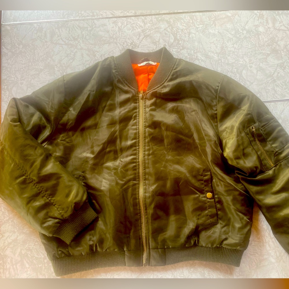 Bomber Jacket in Olive Green by Wild Rose, size Women’s Large
